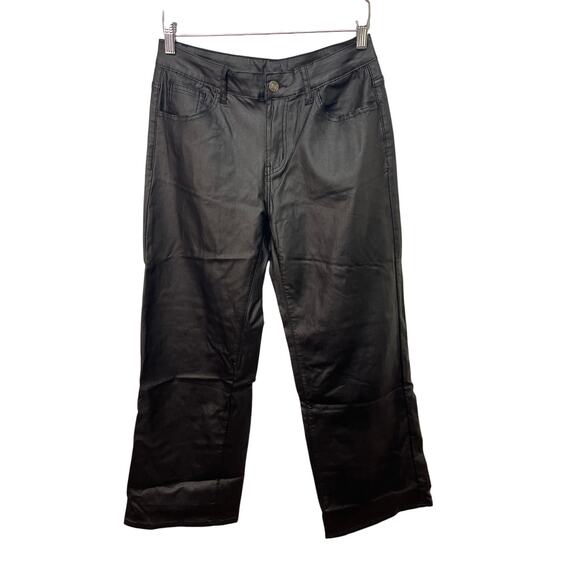 Shein Shiny Black Straight Leg Jeans Size 8/10 Pre-owned - Picture 1 of 11